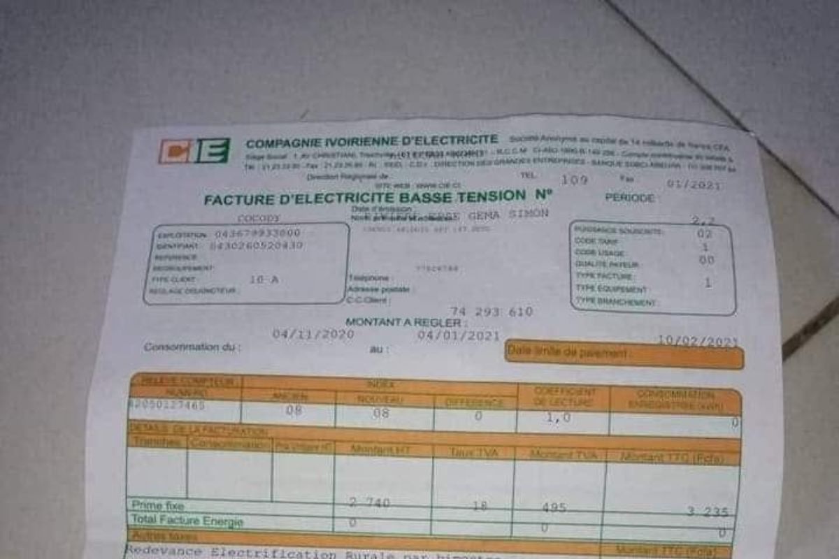 CIE facture Cheick Mohamed Kader