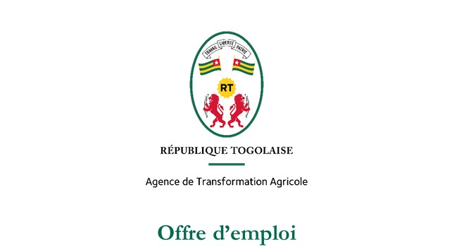 Offres d’emploi ouverts à des jeunes diplômés Bac+3 ou Bac+5 à l’Agence de Transformation Agricole du Togo 13 août 2026