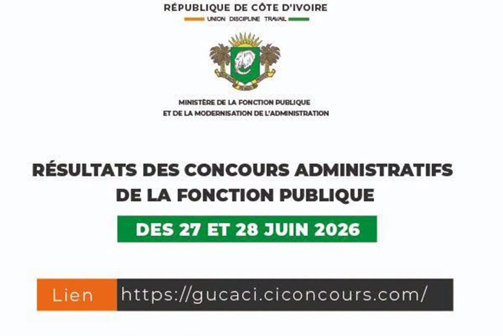 Côte d'Ivoire résultats des concours administratifs des 27 et 28 juin 2026